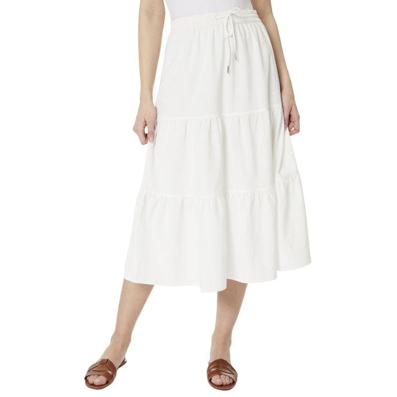 Womens 3 Tiered Drawstring Maxi Skirt